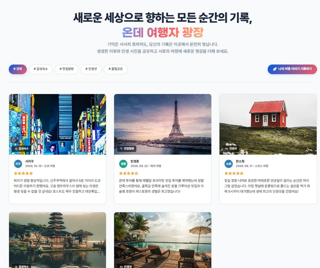 여행기 화면