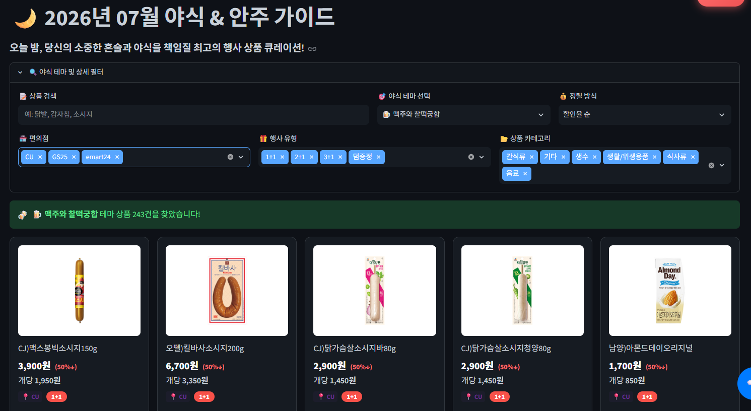 Fig.9 야식 · 안주 가이드